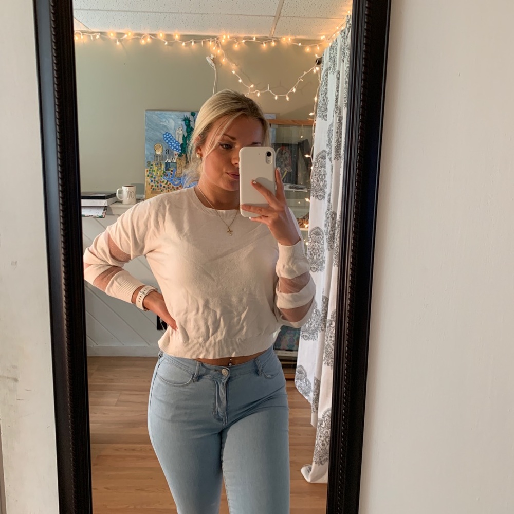 White mesh sweater